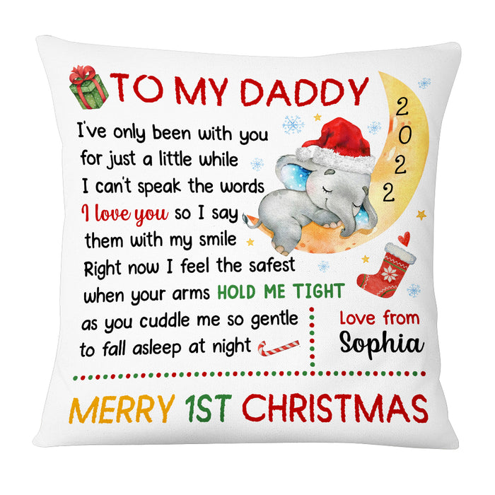 Personalized To My Daddy Baby First Christmas Elephant On Moon Pillow OB213 58O53 1