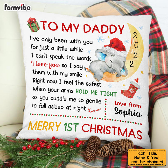 Personalized To My Daddy Baby First Christmas Elephant On Moon Pillow OB213 58O53 1