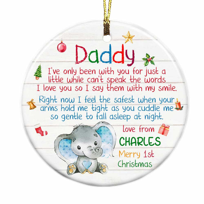 Personalized To My Daddy Baby First Christmas Elephant Circle Ornament OB214 58O34 1
