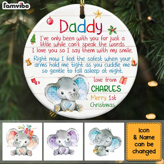 Personalized To My Daddy Baby First Christmas Elephant Circle Ornament OB214 58O34 1