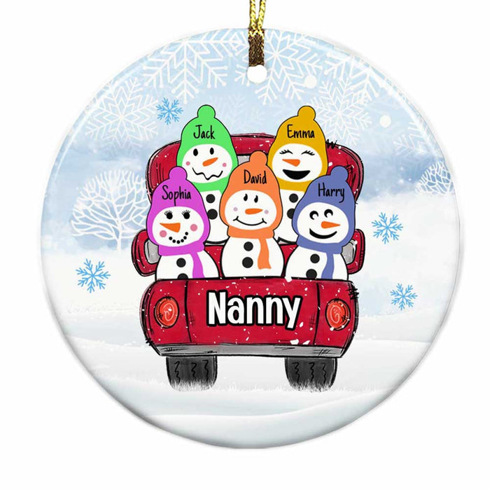 Personalized Grandma Snowman Circle Ornament OB51 85O28 1