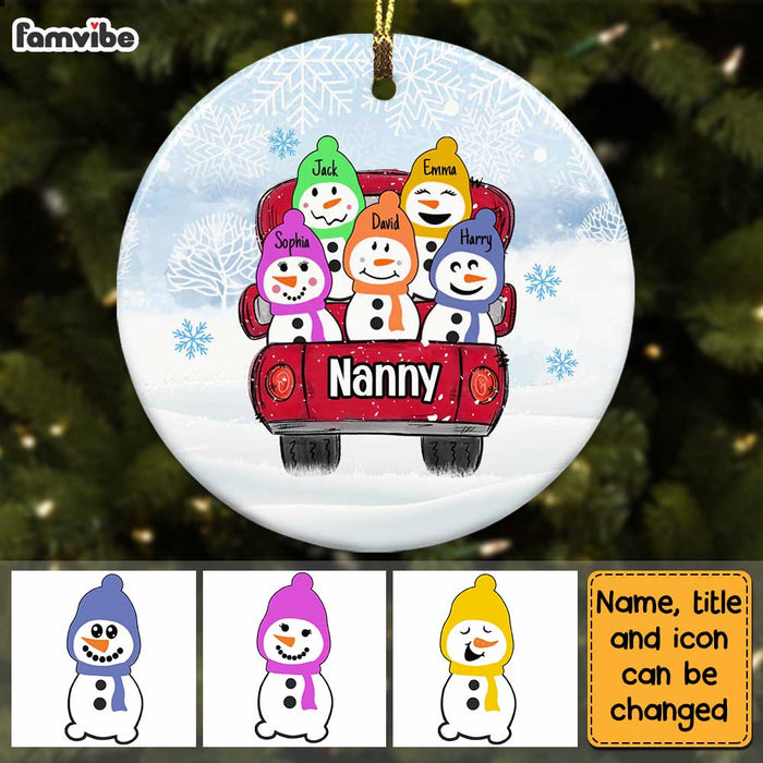 Personalized Grandma Snowman Circle Ornament OB51 85O28 1