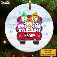 Personalized Grandma Snowman Circle Ornament OB51 85O28 thumb 1