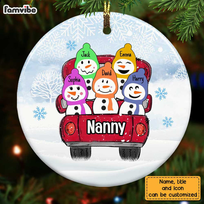 Personalized Grandma Snowman Circle Ornament OB51 85O28 1