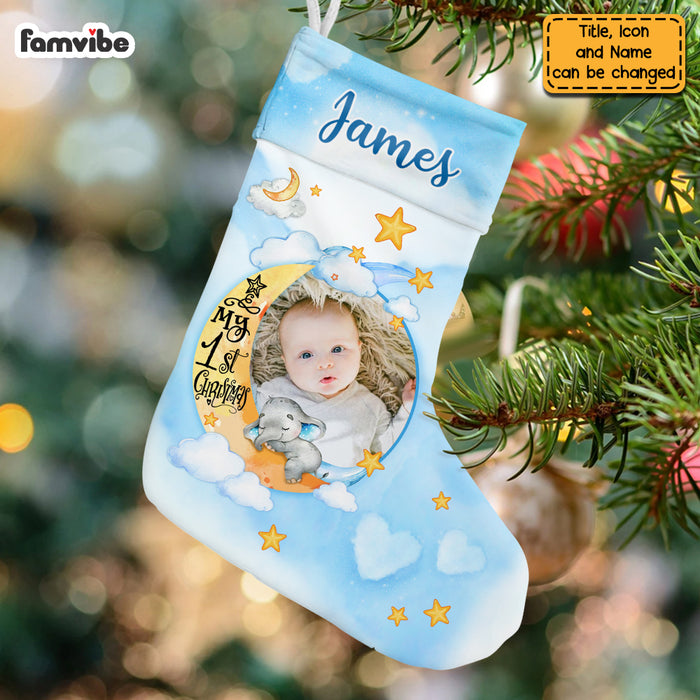 Personalized Baby's First Christmas Elephant Photo Stocking OB214 23O69 1