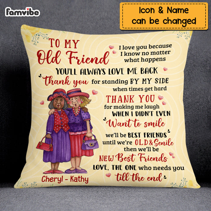 Personalized To My Old Friend Thank You Pillow OB254 32O69 1