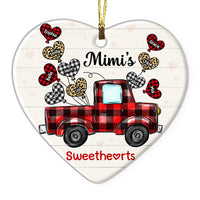 Personalized Grandma's Sweethearts Buffalo Plaid Truck Heart Ornament OB263 58O53 thumb 1