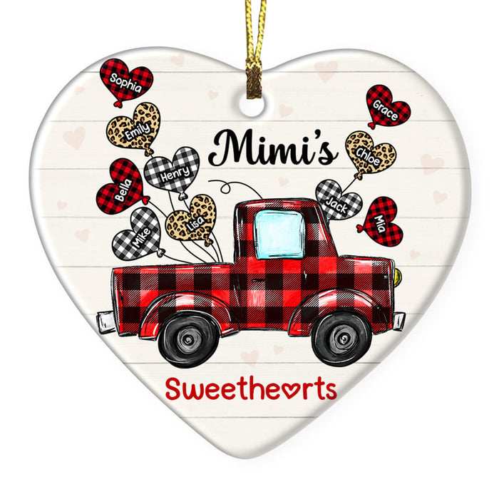 Personalized Grandma's Sweethearts Buffalo Plaid Truck Heart Ornament OB263 58O53 1