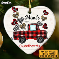 Personalized Grandma's Sweethearts Buffalo Plaid Truck Heart Ornament OB263 58O53 thumb 1