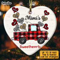 Personalized Grandma's Sweethearts Buffalo Plaid Truck Heart Ornament OB263 58O53 thumb 1