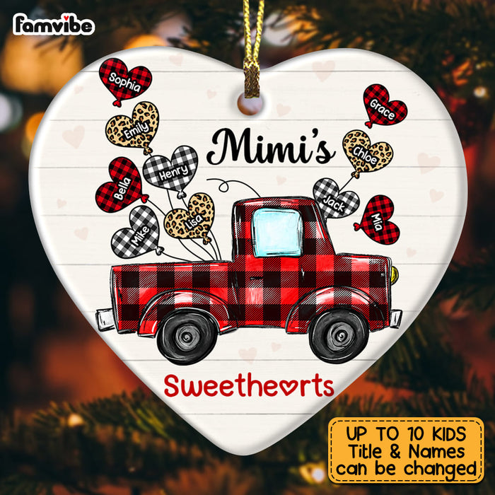 Personalized Grandma's Sweethearts Buffalo Plaid Truck Heart Ornament OB263 58O53 1