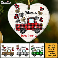 Personalized Grandma's Sweethearts Buffalo Plaid Truck Heart Ornament OB263 58O53 thumb 1