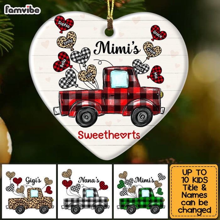 Personalized Grandma's Sweethearts Buffalo Plaid Truck Heart Ornament OB263 58O53 1
