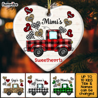 Personalized Grandma's Sweethearts Buffalo Plaid Truck Heart Ornament OB263 58O53 thumb 1