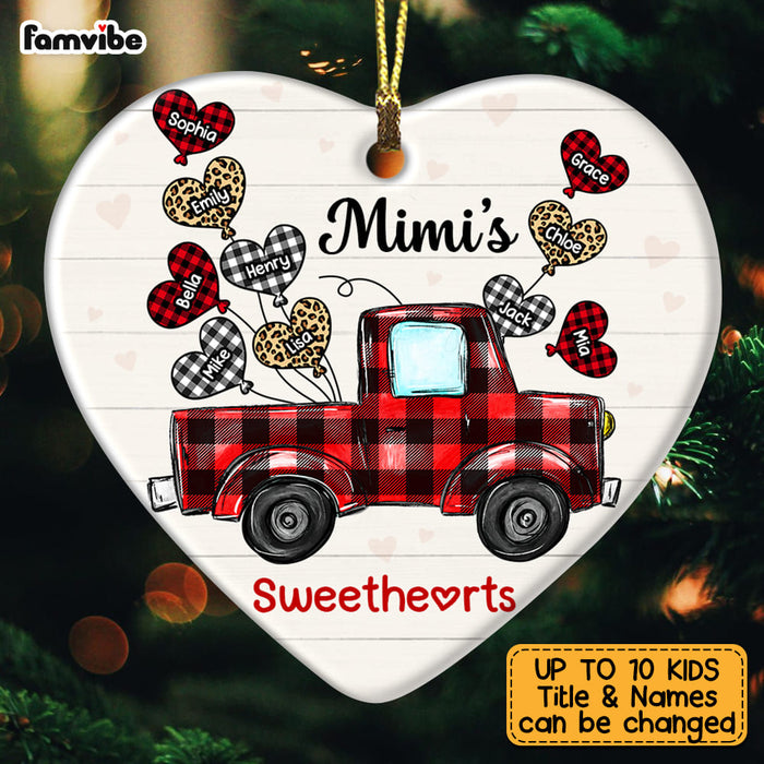 Personalized Grandma's Sweethearts Buffalo Plaid Truck Heart Ornament OB263 58O53 1