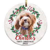 Personalized Christmas Wreath Dog Photo Circle Ornament OB271 23O28 thumb 1