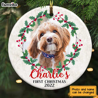 Personalized Christmas Wreath Dog Photo Circle Ornament OB271 23O28 thumb 1