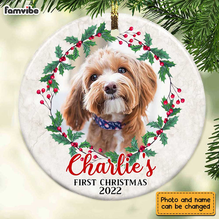 Personalized Christmas Wreath Dog Photo Circle Ornament OB271 23O28 1