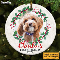 Personalized Christmas Wreath Dog Photo Circle Ornament OB271 23O28 thumb 1