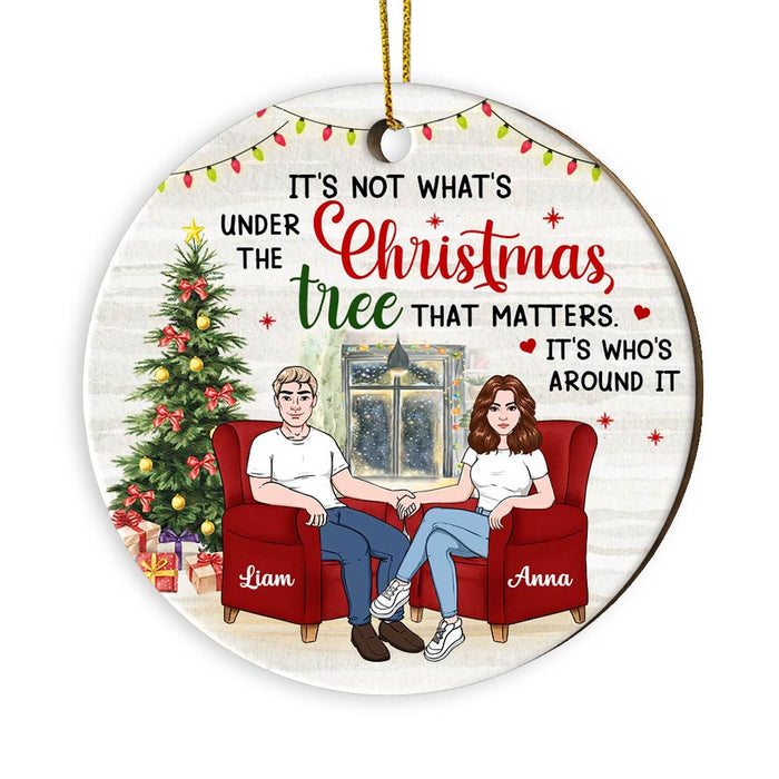 Personalized Couple Under The Christmas Tree Circle Ornament OB285 23O28 1