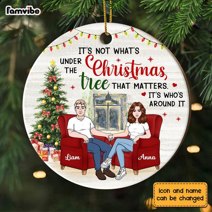 Personalized Couple Under The Christmas Tree Circle Ornament OB285 23O28 1