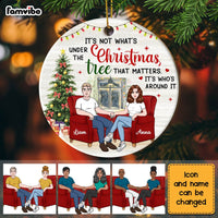 Personalized Couple Under The Christmas Tree Circle Ornament OB285 23O28 thumb 1