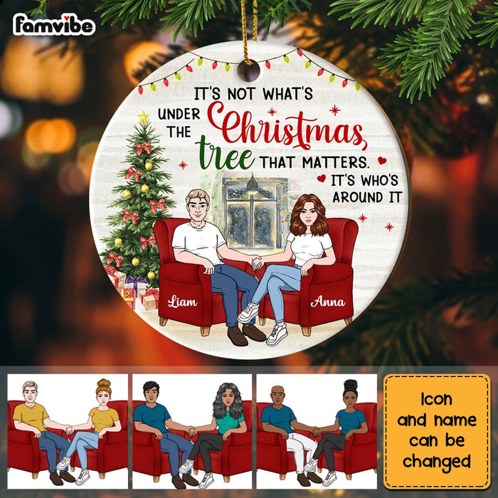 Personalized Couple Under The Christmas Tree Circle Ornament OB285 23O28 1