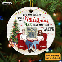 Personalized Couple Under The Christmas Tree Circle Ornament OB285 23O28 thumb 1
