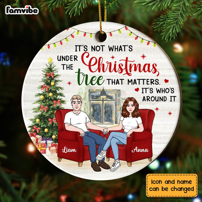 Personalized Couple Under The Christmas Tree Circle Ornament OB285 23O28 1