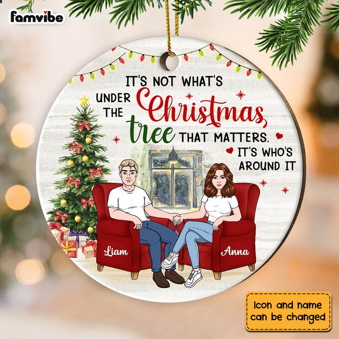 Personalized Couple Under The Christmas Tree Circle Ornament OB285 23O28 1