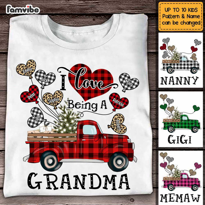 Personalized I Love Being A Grandma Buffalo Plaid Christmas Truck Shirt - Hoodie - Sweatshirt OB281 58O47 1