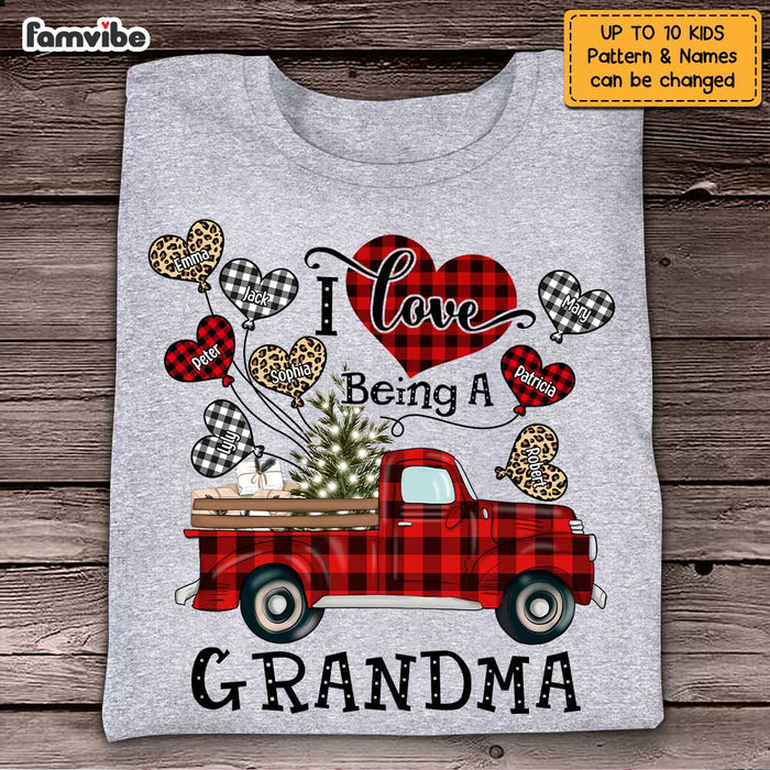 Personalized I Love Being A Grandma Buffalo Plaid Christmas Truck Shirt - Hoodie - Sweatshirt OB281 58O47 1