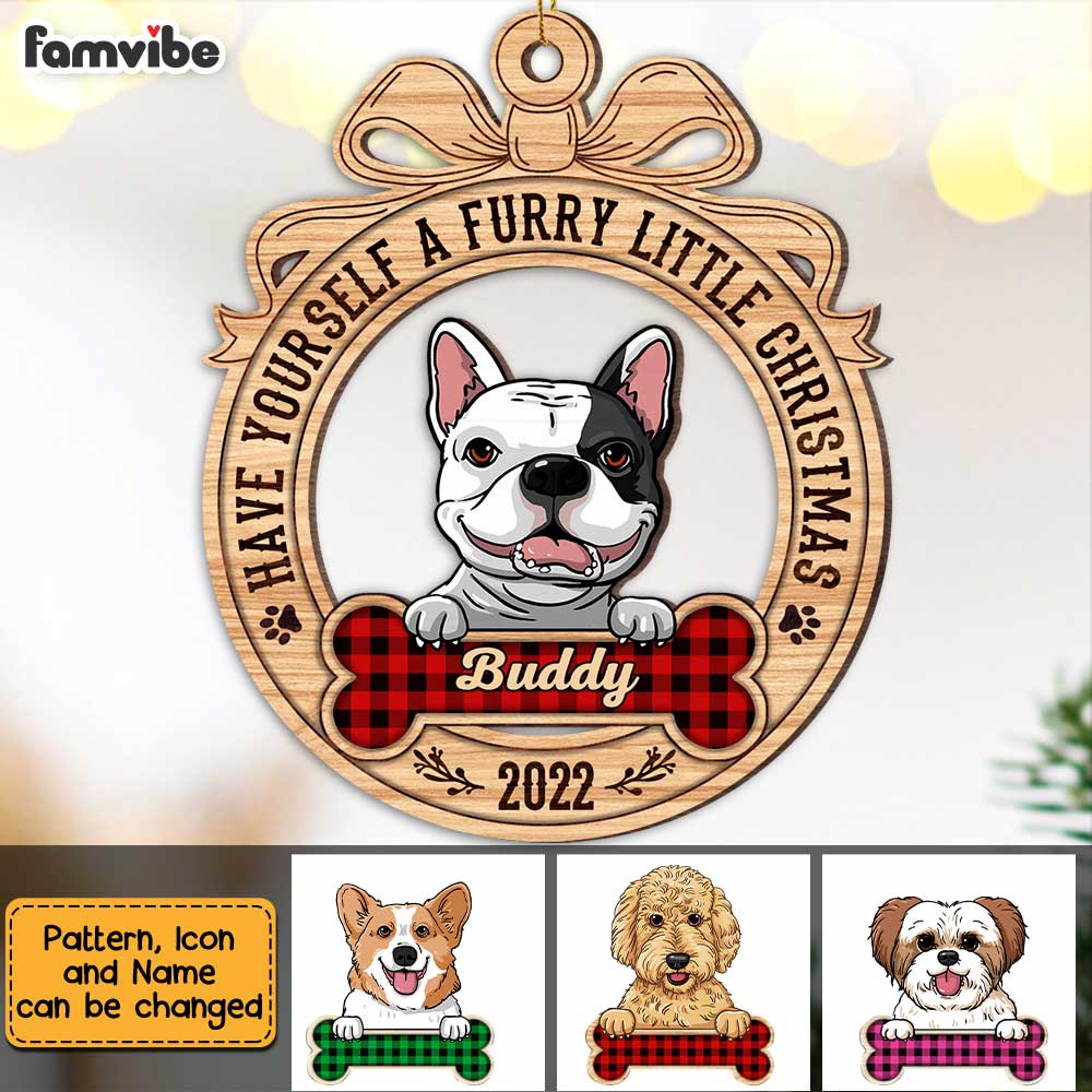 Personalized Have Yourself A Furry Little Christmas Dog Ornament OB282 58O47 Primary Mockup