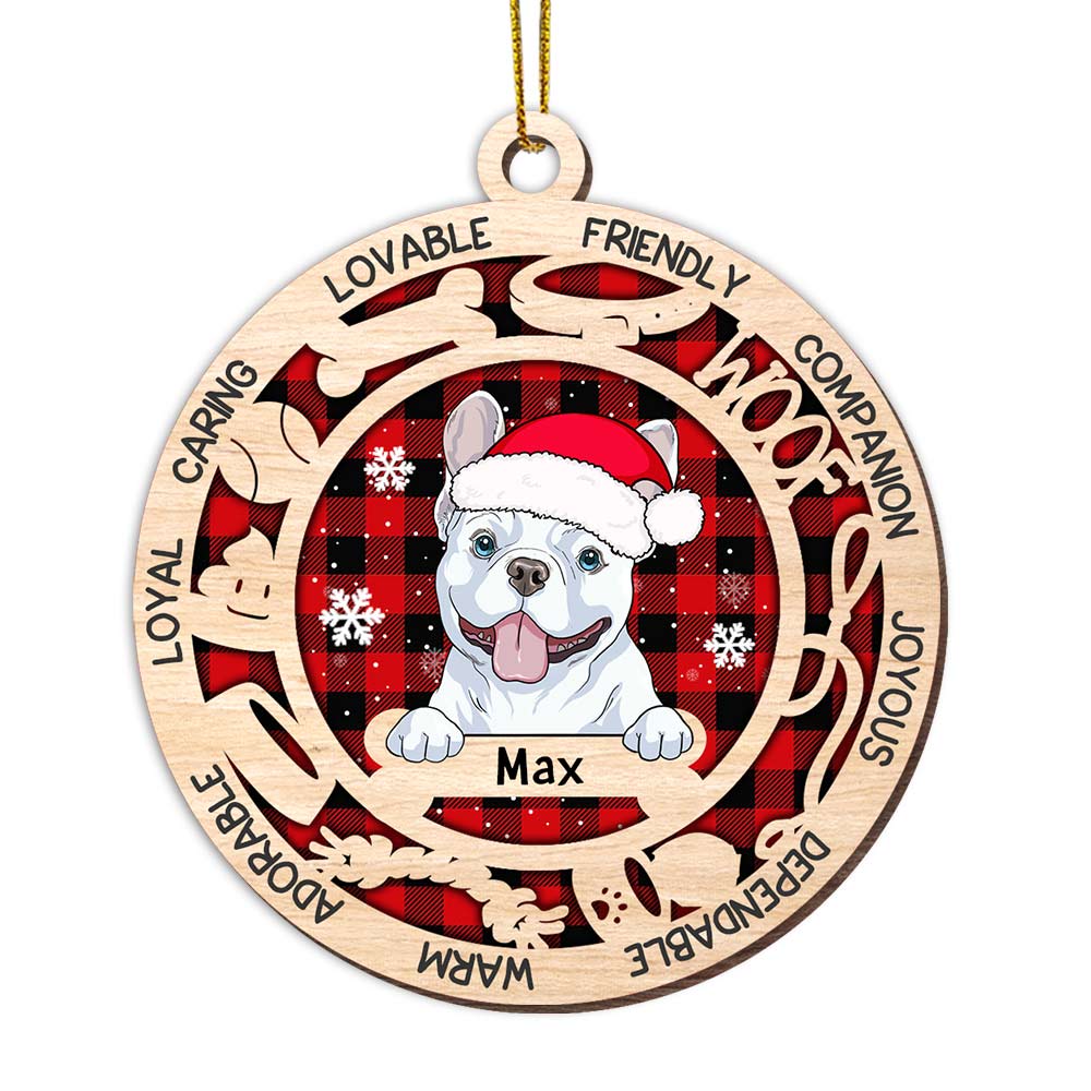 Personalized Dog Loyal Caring Lovable Friendly Buffalo Plaid Ornament OB281 32O28 Primary Mockup