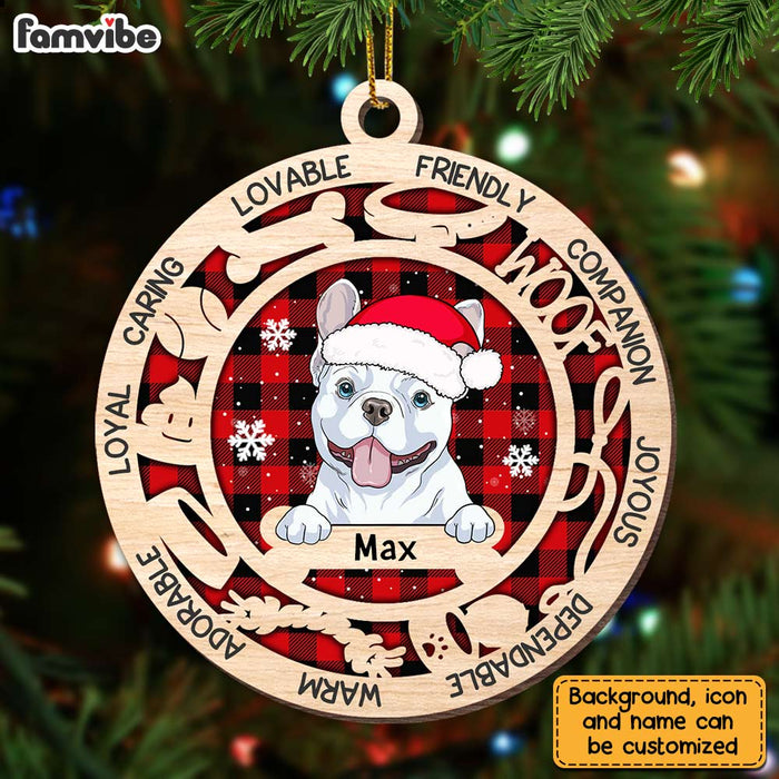 Personalized Dog Loyal Caring Lovable Friendly Buffalo Plaid Ornament OB281 32O28 1