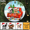 Personalized Dog Lover Red Truck Christmas Snow Circle Ornament OB283 58O34 1