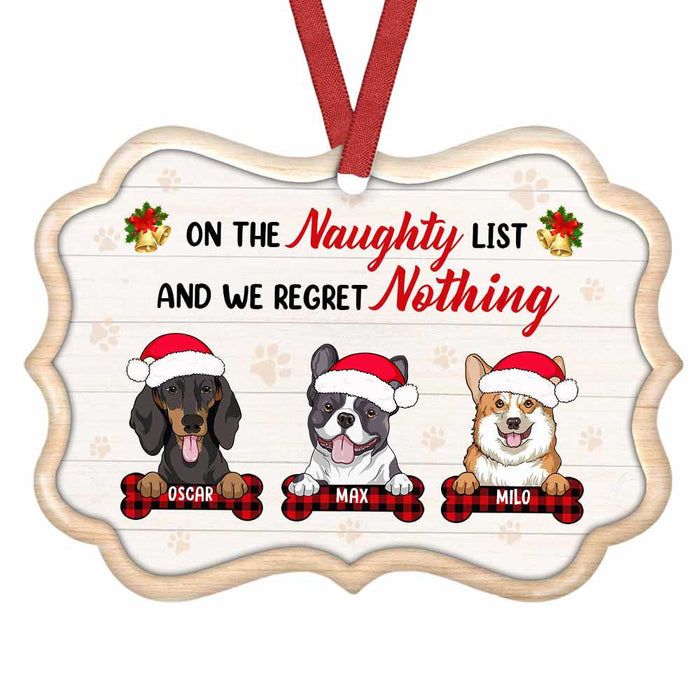 Personalized 'On Naughty List: Regret Nothing' Dog Ornament: Fun Gift -  Famvibe