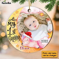 Personalized Baby's First Christmas Unicorn Photo Circle Ornament OB292 23O28 thumb 1