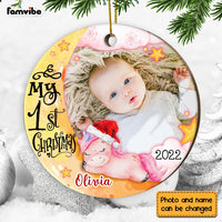 Personalized Baby's First Christmas Unicorn Photo Circle Ornament OB292 23O28 thumb 1