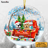 Personalized Dog Red Truck Christmas Circle Ornament OB282 32O53 1