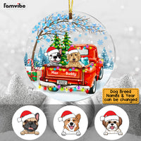 Personalized Dog Red Truck Christmas Circle Ornament OB282 32O53 thumb 1