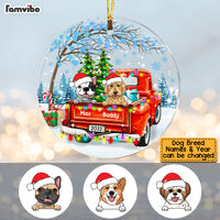 Personalized Dog Red Truck Christmas Circle Ornament OB282 32O53 thumb 1