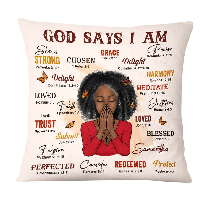 Personalized Daughter Granddaughter Christian Affirmations God Says I Am Pillow 22712 1