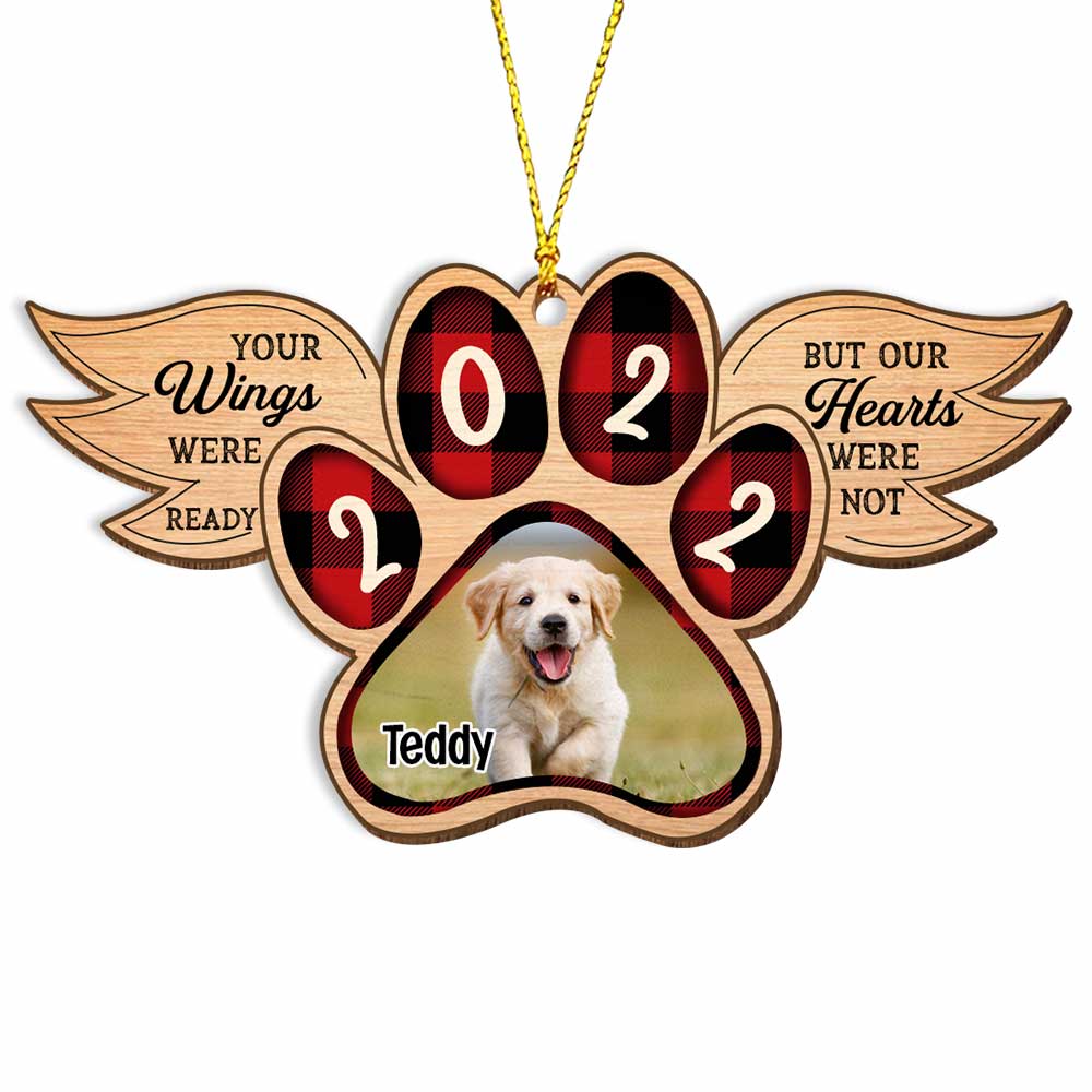 Personalized Dog Memo Your Wings Were Ready Photo Ornament OB312 32O34 Primary Mockup