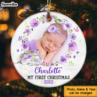 Personalized Baby First Christmas Purple Elephant Circle Ornament OB291 30O47 thumb 1
