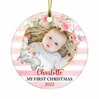 Personalized Baby First Christmas Elephant Circle Ornament OB311 23O47 thumb 1