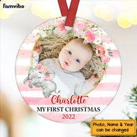 Personalized Baby First Christmas Elephant Circle Ornament OB311 23O47 thumb 1