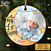Personalized Baby First Christmas Elephant Photo Circle Ornament OB313 32O58 thumb 1