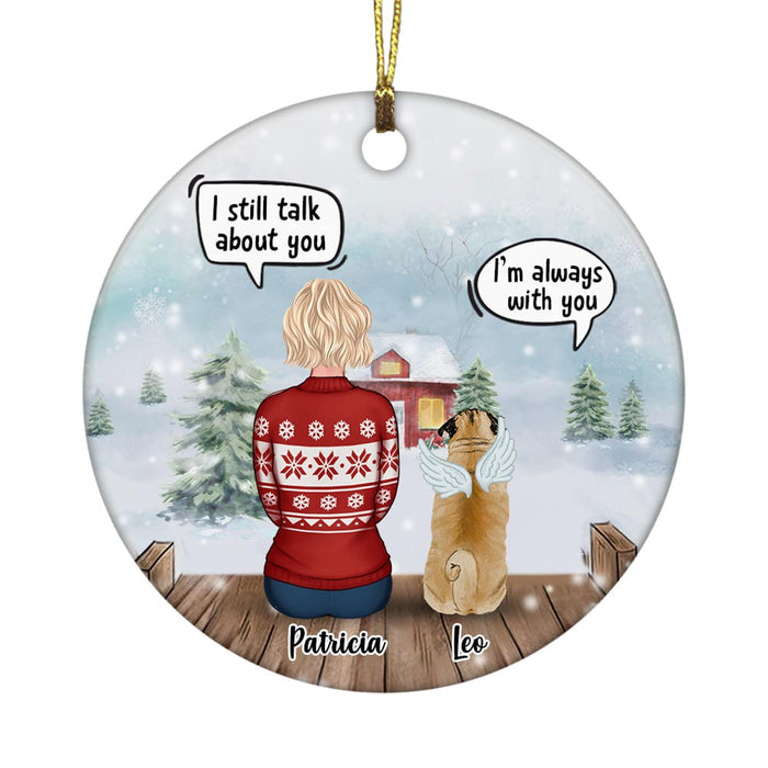 Personalized Dog Memo Watching Red Barn Circle Ornament NB110 30O58 1