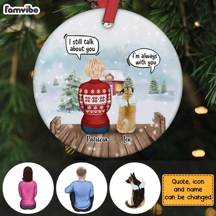 Personalized Dog Memo Watching Red Barn Circle Ornament NB110 30O58 1